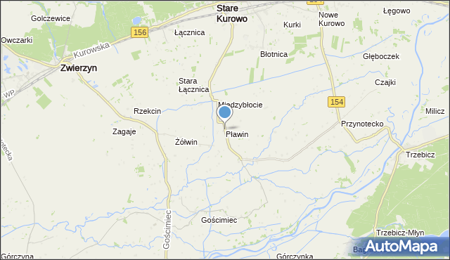 mapa Pławin, Pławin gmina Stare Kurowo na mapie Targeo